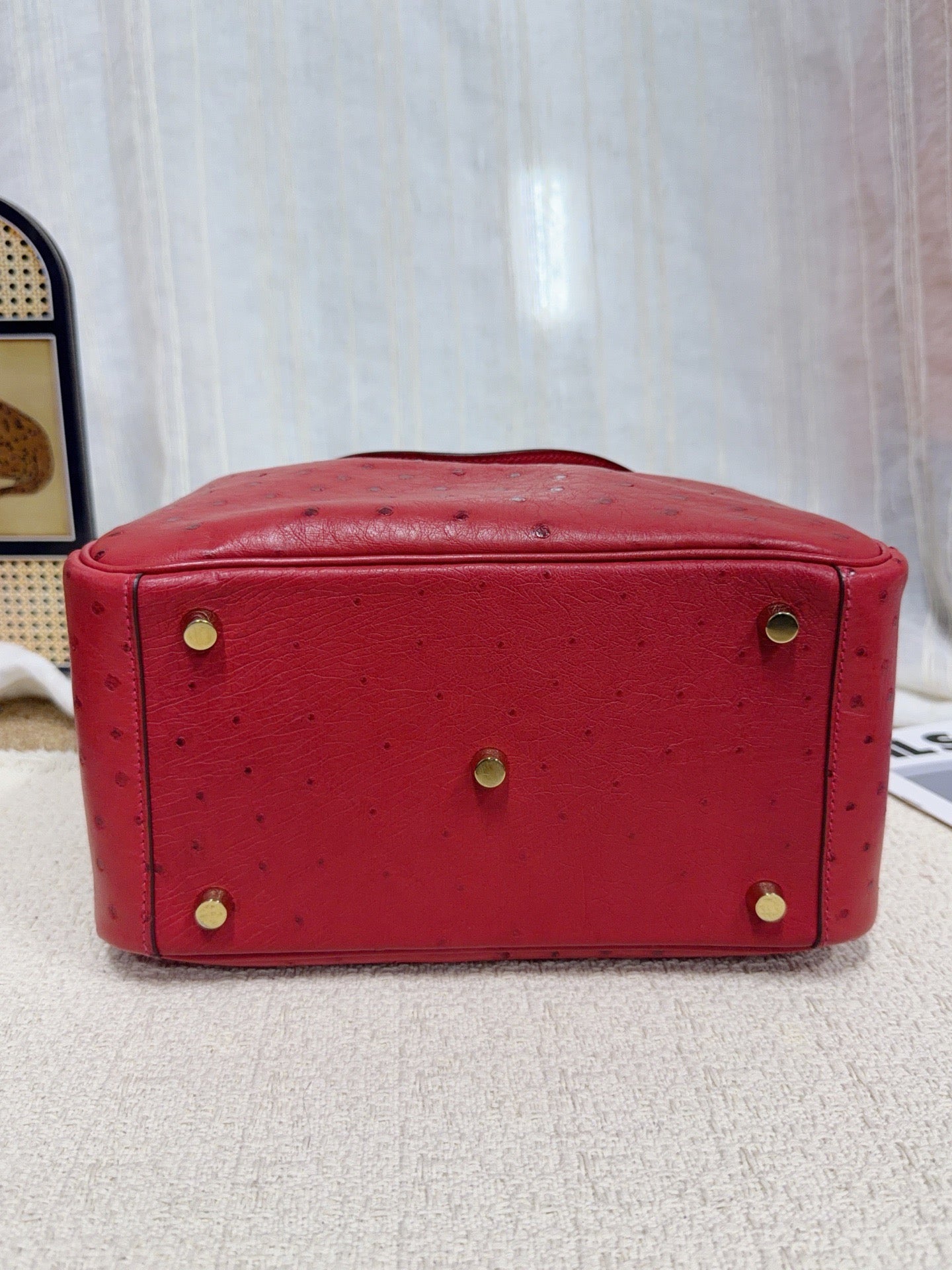 Hermès - Lindy - Exotic leathers - Ostrich - Red - (small)