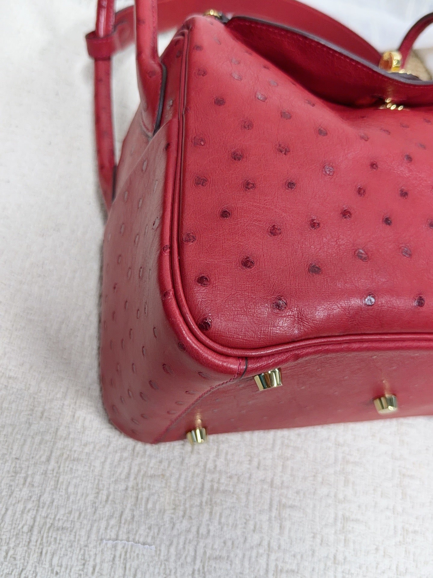 Hermès - Lindy - Exotic leathers - Ostrich - Red - (small)