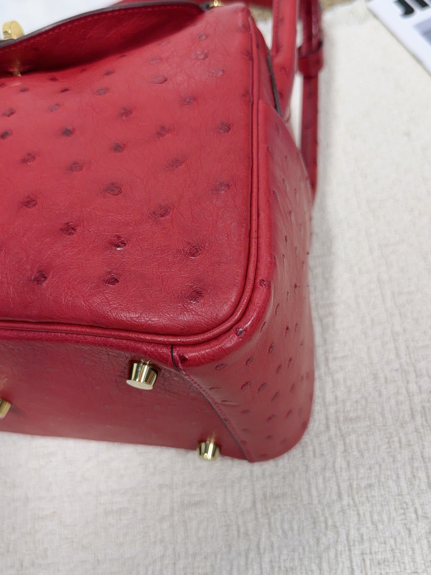 Hermès - Lindy - Exotic leathers - Ostrich - Red - (small)