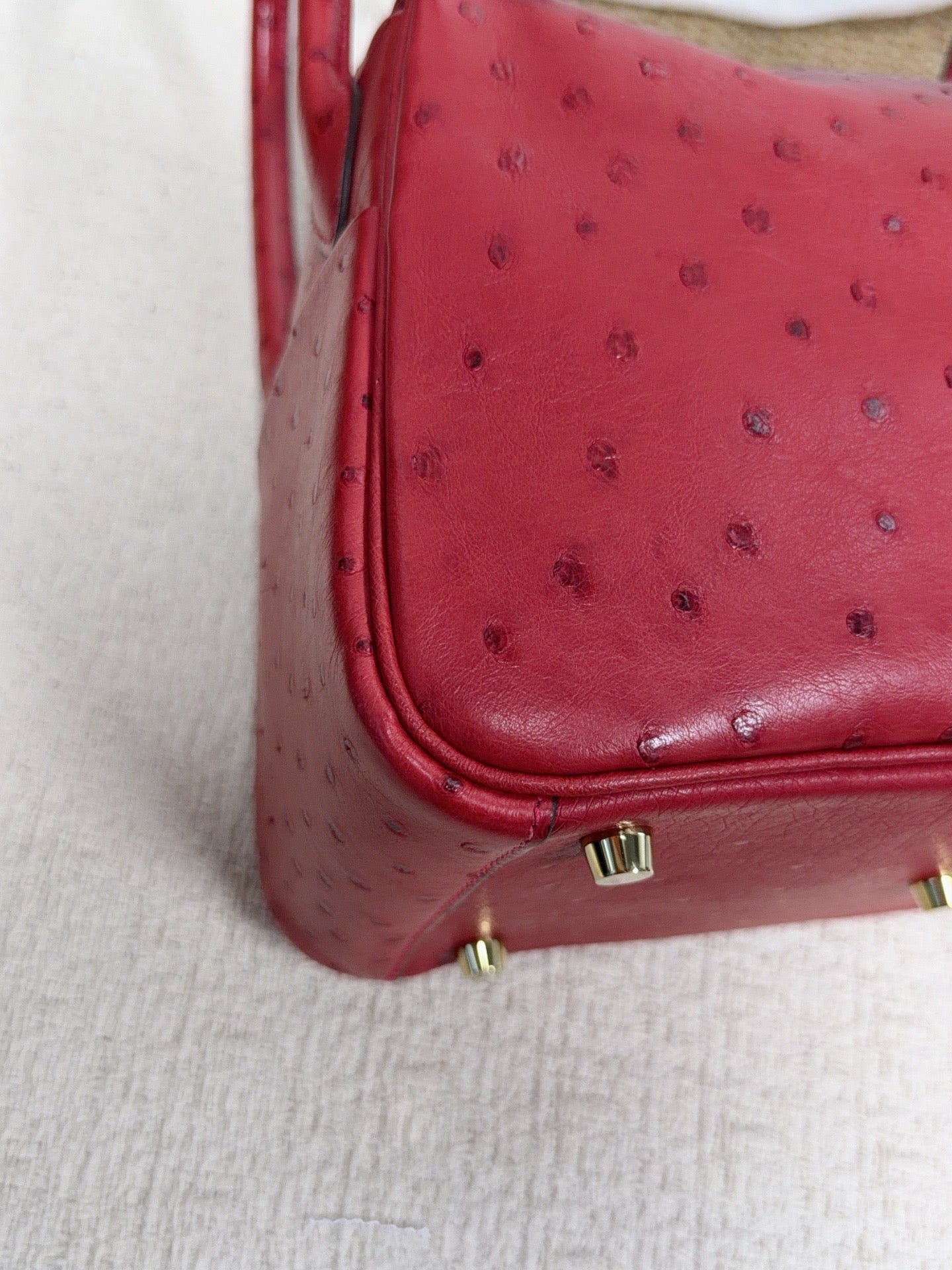 Hermès - Lindy - Exotic leathers - Ostrich - Red - (small)