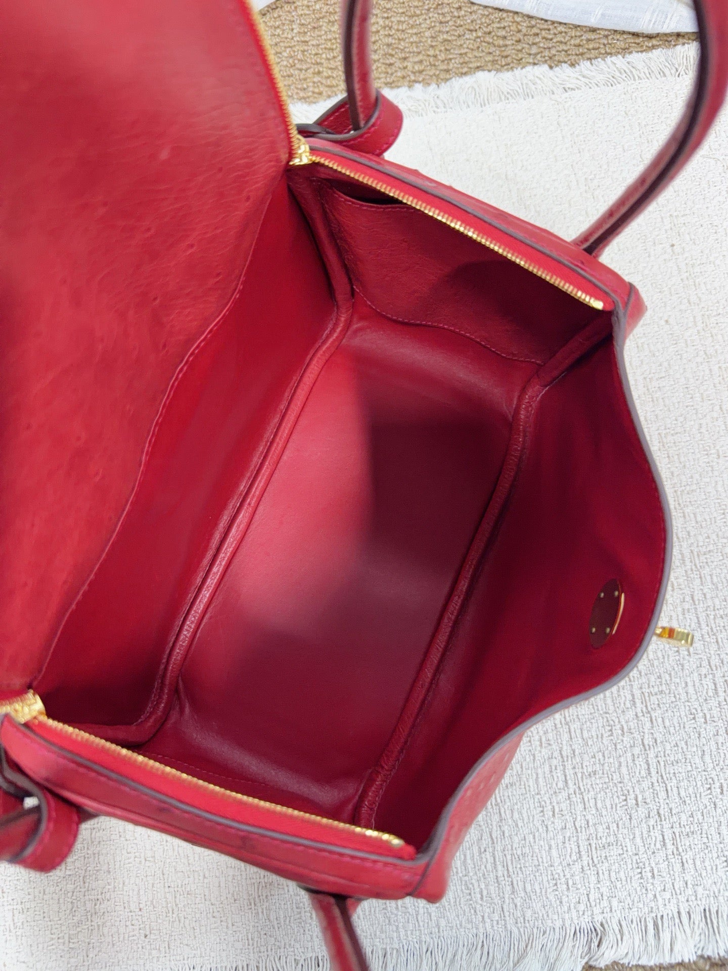 Hermès - Lindy - Exotic leathers - Ostrich - Red - (small)