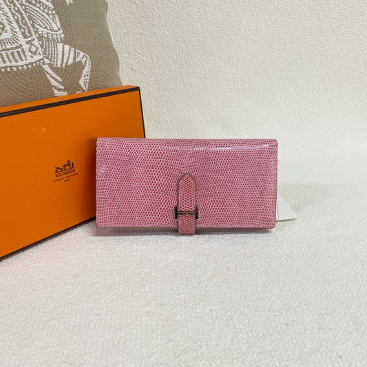 Hermes - Long Wallet - Exotic leathers - Lizard - Pink