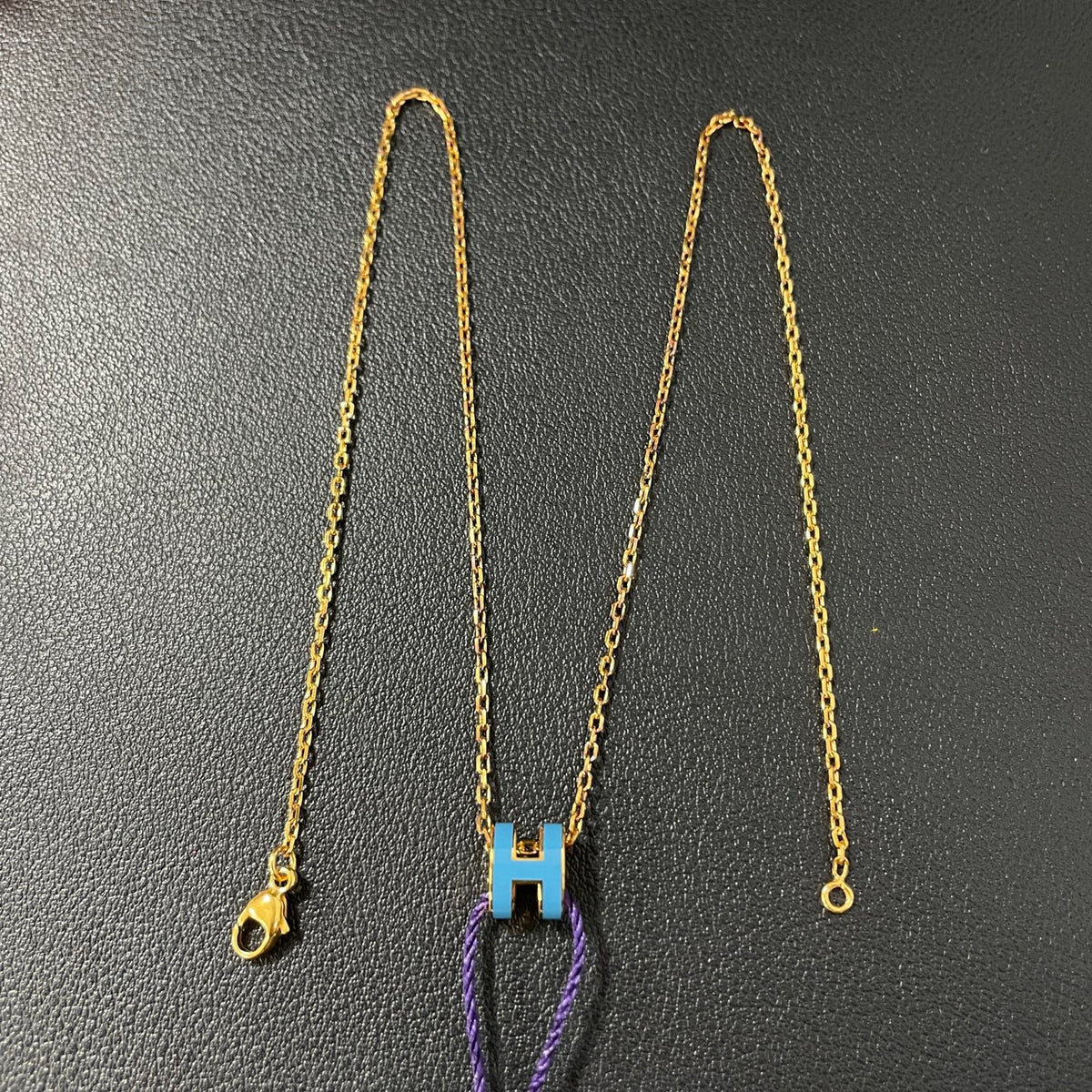 Hermes - Mini Pop H - Gold-plated metal with blue enamel. - Blue - (39.5 cm)