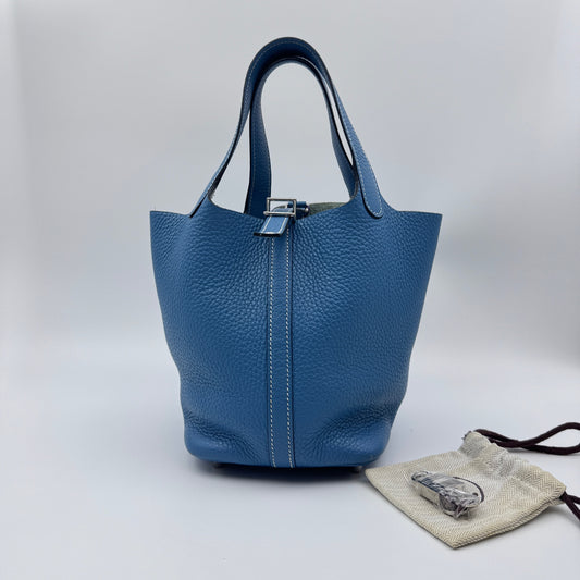 Hermes - Picotin 18 - Leather - Blue - (mini)