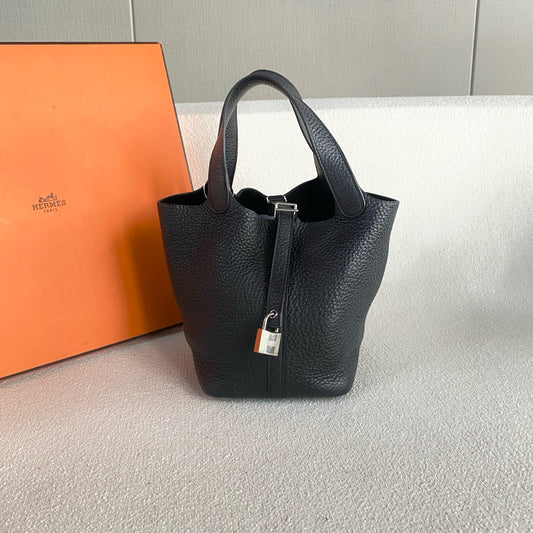 Hermes - Picotin - Leather - Black - (Small)