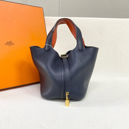 Hermes - Picotin - Leather - Blue - (mini)