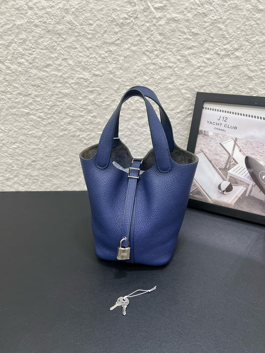 Hermes - Picotin - Leather - Blue - (small)