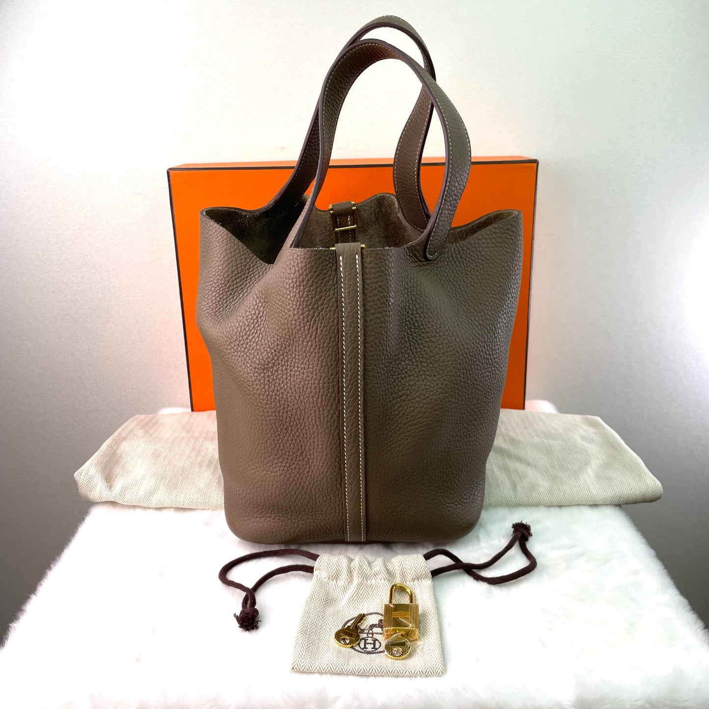 Hermes - Picotin - Leather - Grey - (medium)