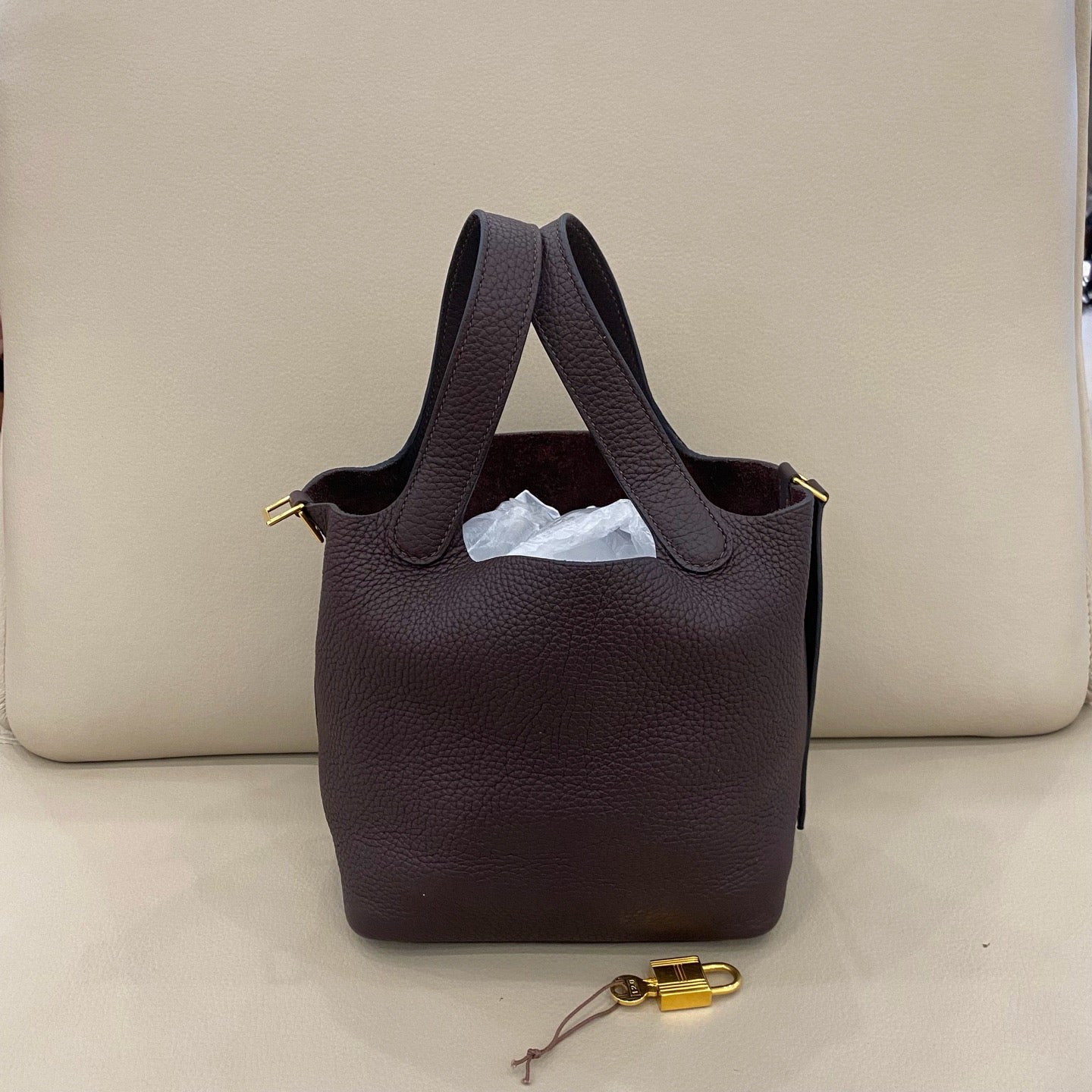 Hermès - Picotin Lock 18 - Clemence leather - Ebony with Gold-Tone Hardware - (mini)