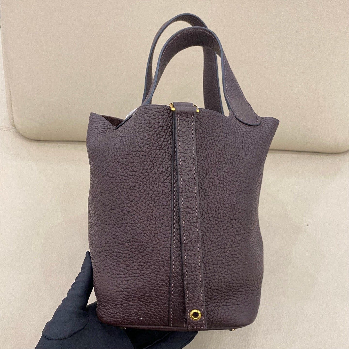 Hermès - Picotin Lock 18 - Clemence leather - Ebony with Gold-Tone Hardware - (mini)