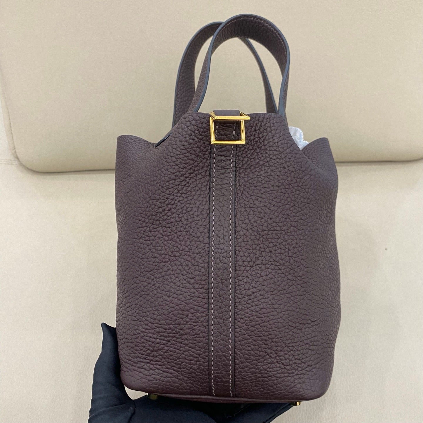 Hermès - Picotin Lock 18 - Clemence leather - Ebony with Gold-Tone Hardware - (mini)