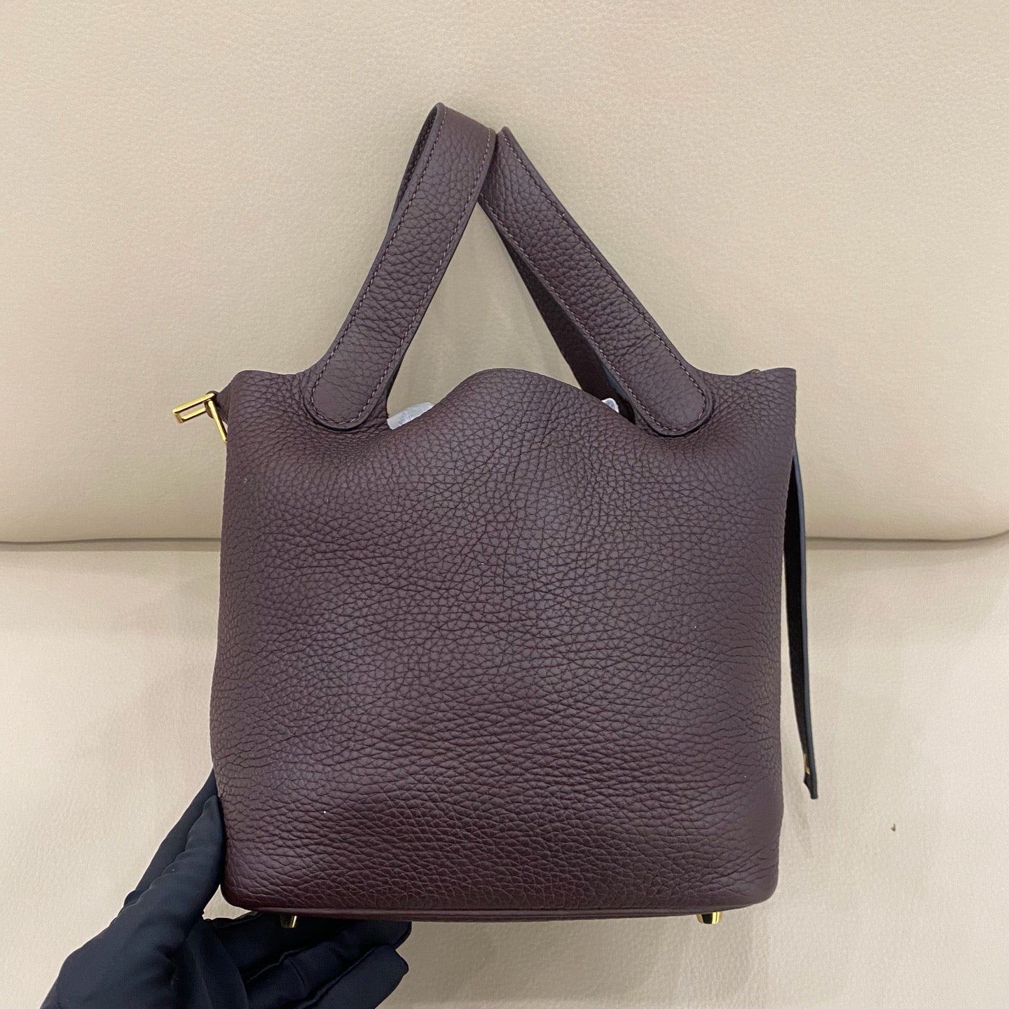 Hermès - Picotin Lock 18 - Clemence leather - Ebony with Gold-Tone Hardware - (mini)