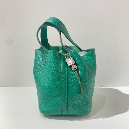 Hermès - Picotin Lock 18 - Grained leather - Velvet Green with Silver-Tone Hardware - (mini)