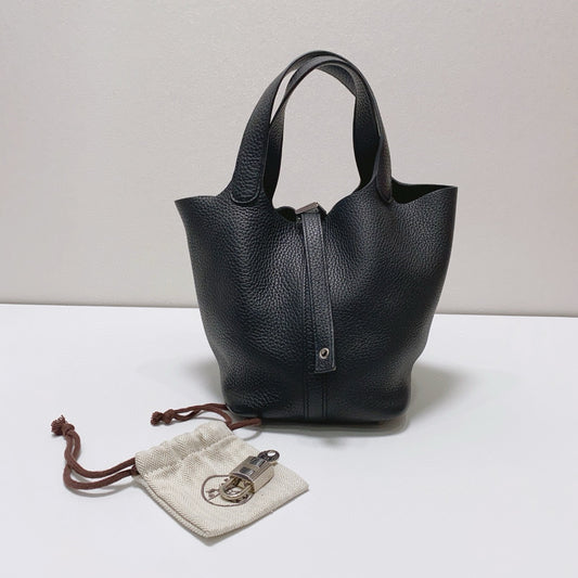 Hermès - Picotin Lock 18 - Taurillon Clemence leather - Black with Palladium Hardware - (Mini)