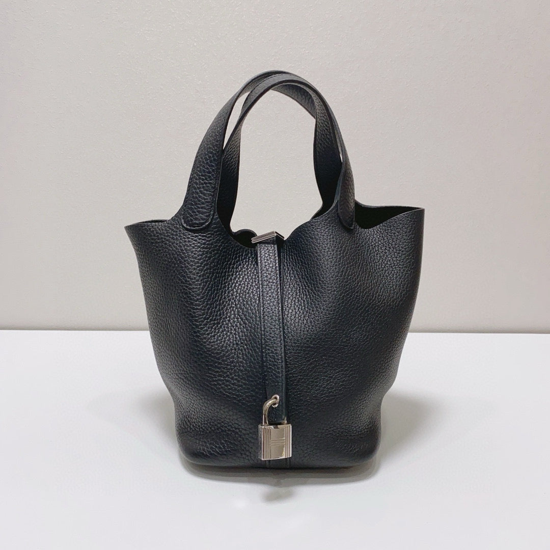 Hermès - Picotin Lock 18 - Taurillon Clemence leather - Black with Palladium Hardware - (Mini)