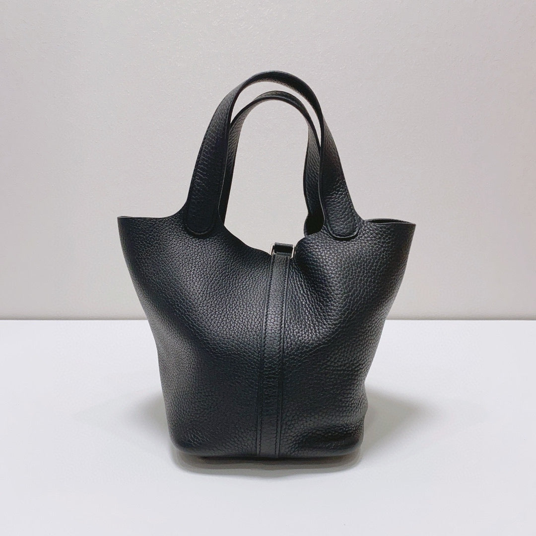 Hermès - Picotin Lock 18 - Taurillon Clemence leather - Black with Palladium Hardware - (Mini)