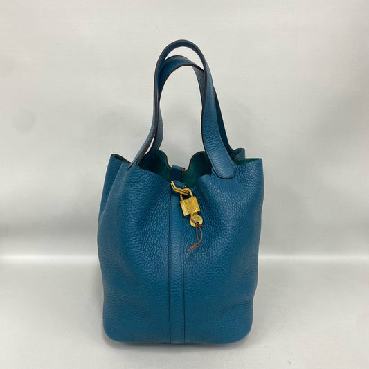 Hermès - Picotin Lock 22 - Taurillon Clemence leather - Bosphorus Green with Gold-Tone Hardware - (Medium)