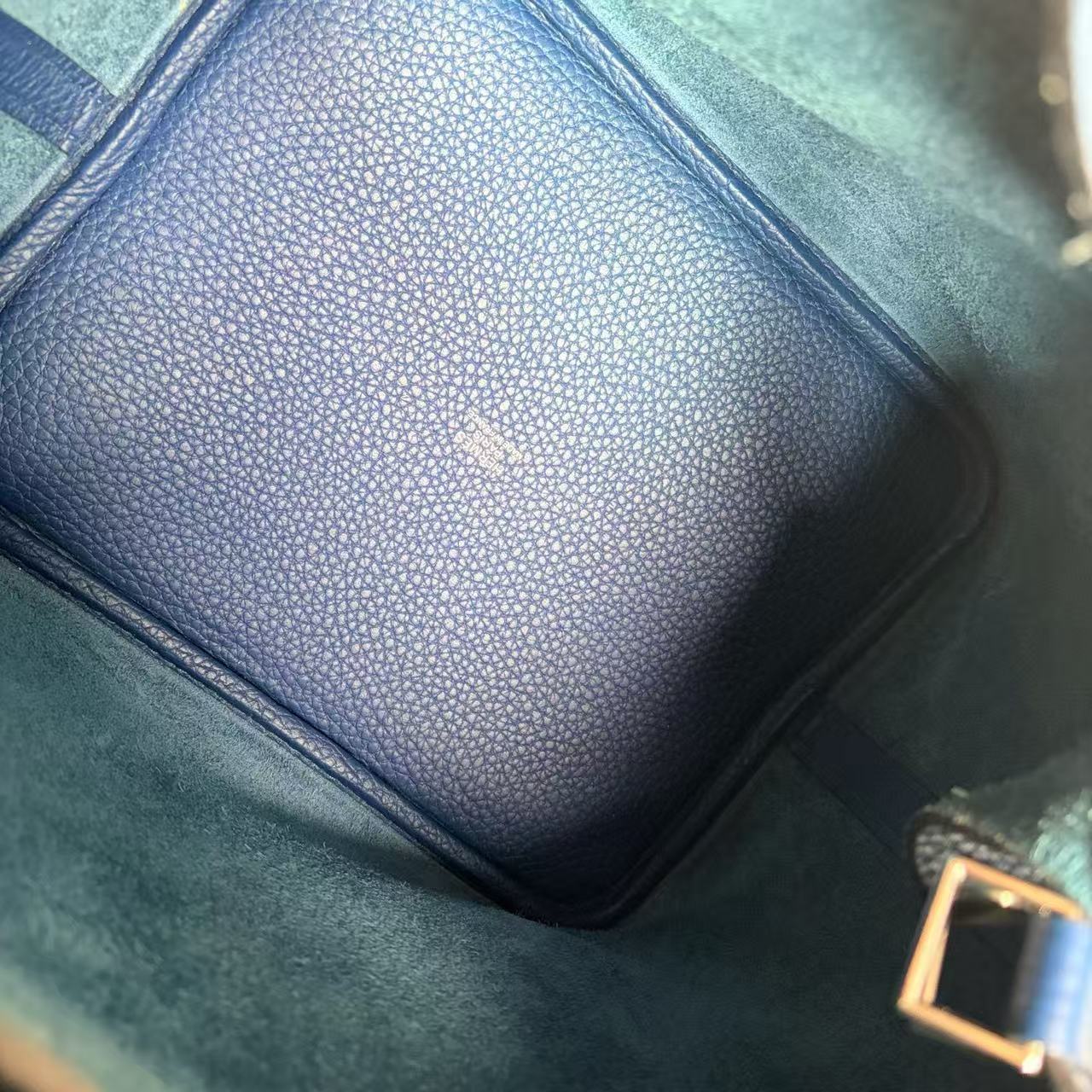 Hermes - Picotin Lock 22 - Taurillon Clemence leather - Deep Blue Anemone with Silver-Tone Hardware - (medium)