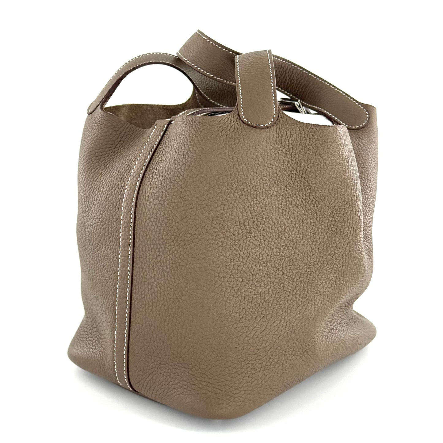 Hermès - Picotin Lock 22 - Taurillon Clemence leather - Etoupe with Silver-Tone Hardware - (medium)