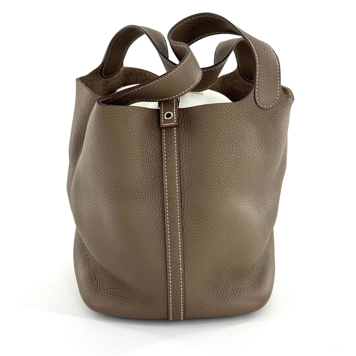 Hermès - Picotin Lock 22 - Taurillon Clemence leather - Etoupe with Silver-Tone Hardware - (medium)