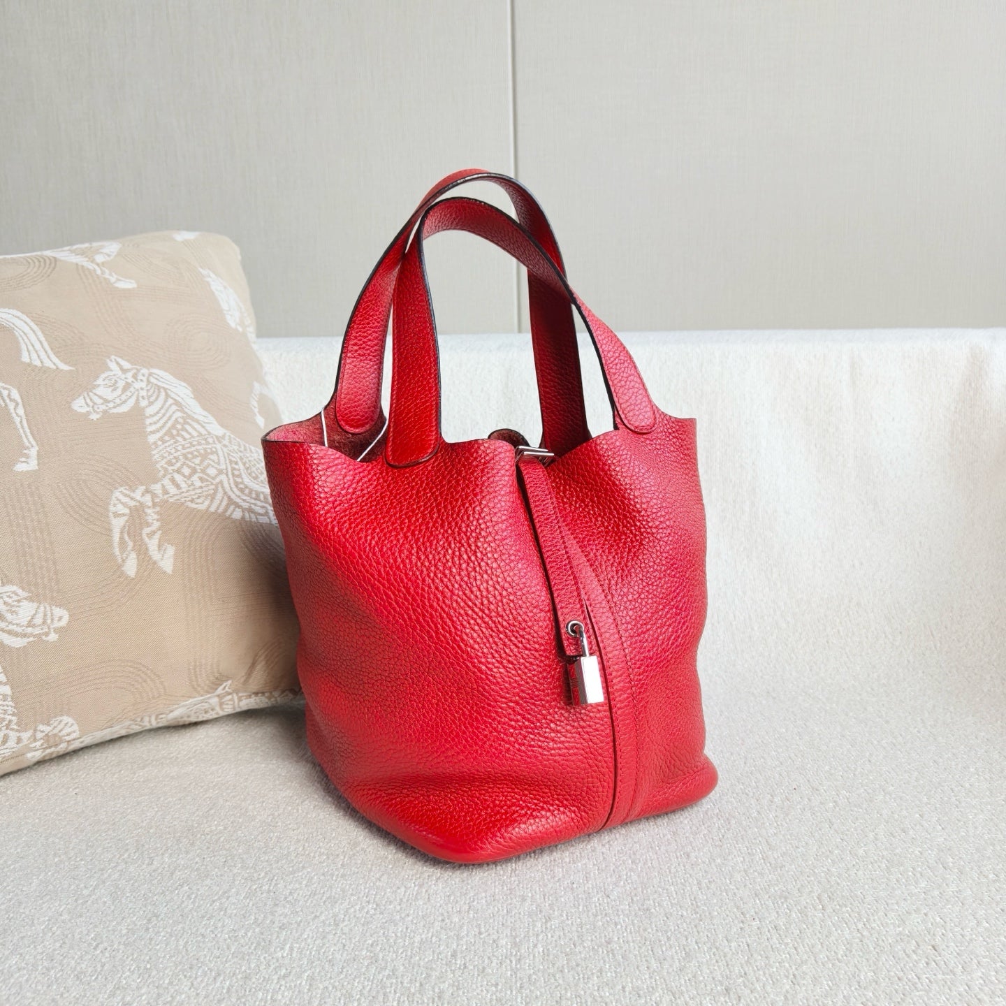 Hermes - Picotin Lock 22 - Taurillon Clemence leather - Red - (medium)