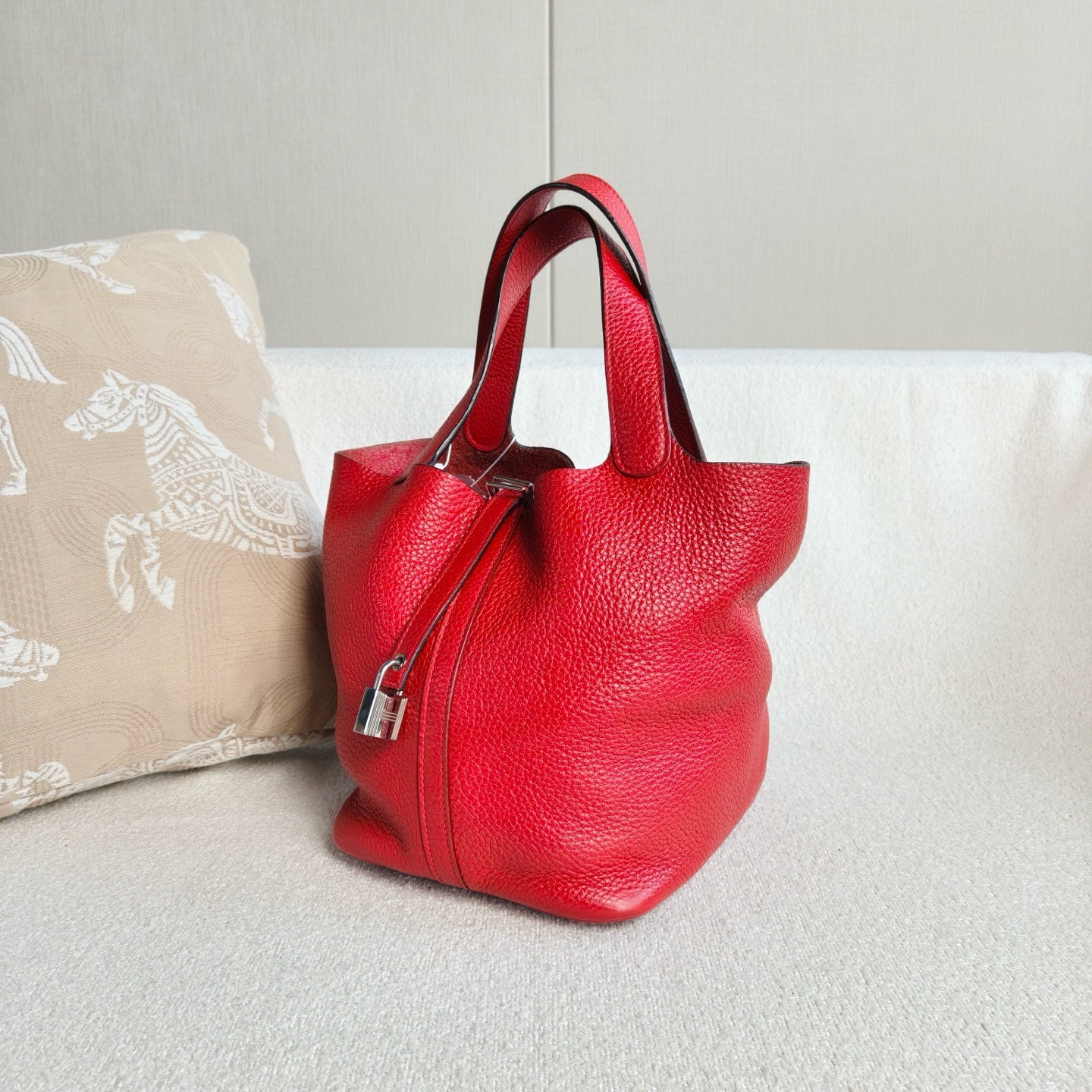 Hermes - Picotin Lock 22 - Taurillon Clemence leather - Red - (medium)