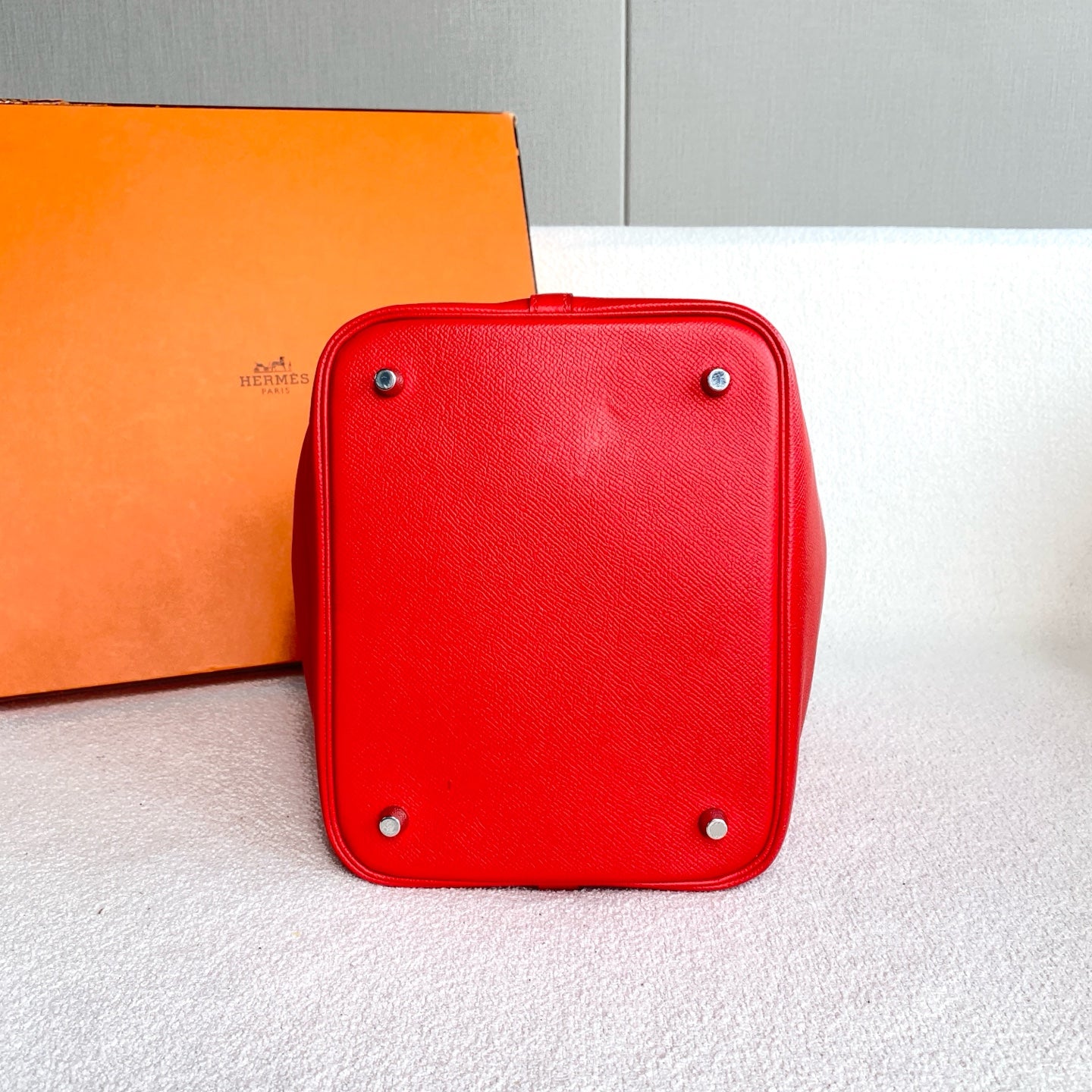 Hermès - Picotin Lock 22 with Woven Handle - Epsom leather - Red with Multicolor Woven Handle - (Medium)