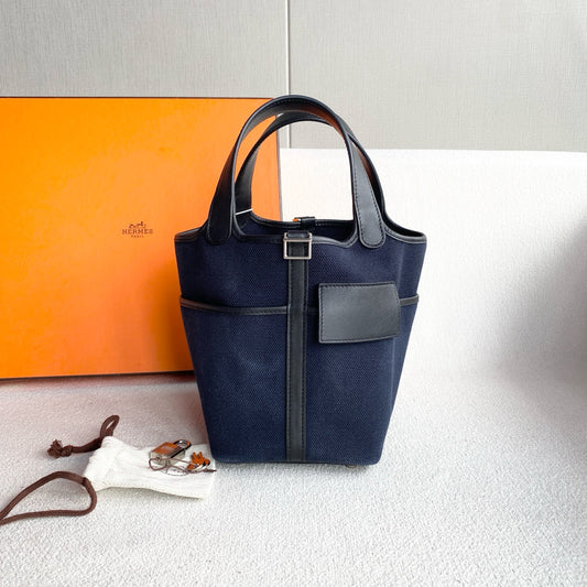 Hermes - Picotin Lock - Cloth - Blue - (mini)