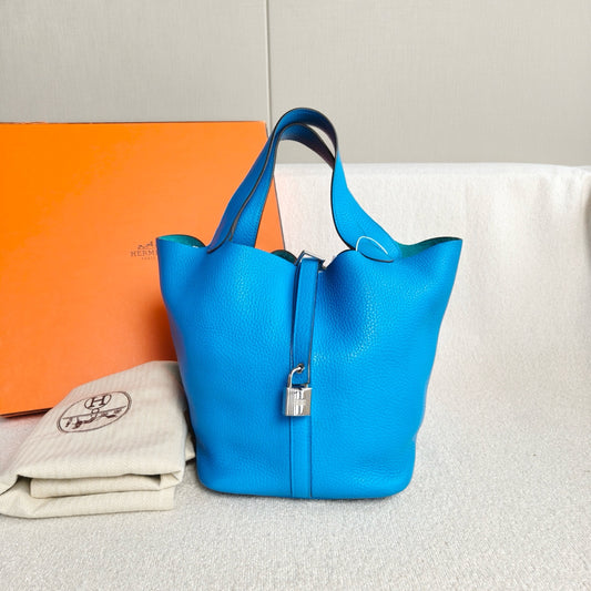 Hermes - Picotin - Taurillon Clemence leather - Florida Blue - (medium)
