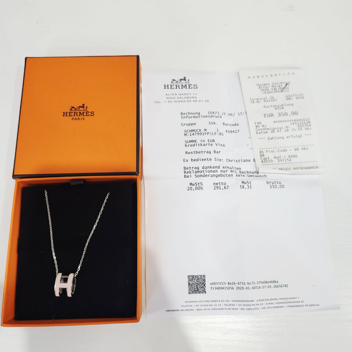 Hermes - Pop H Large - Palladium-plated metal chain with a lacquered H pendant. - Pink
