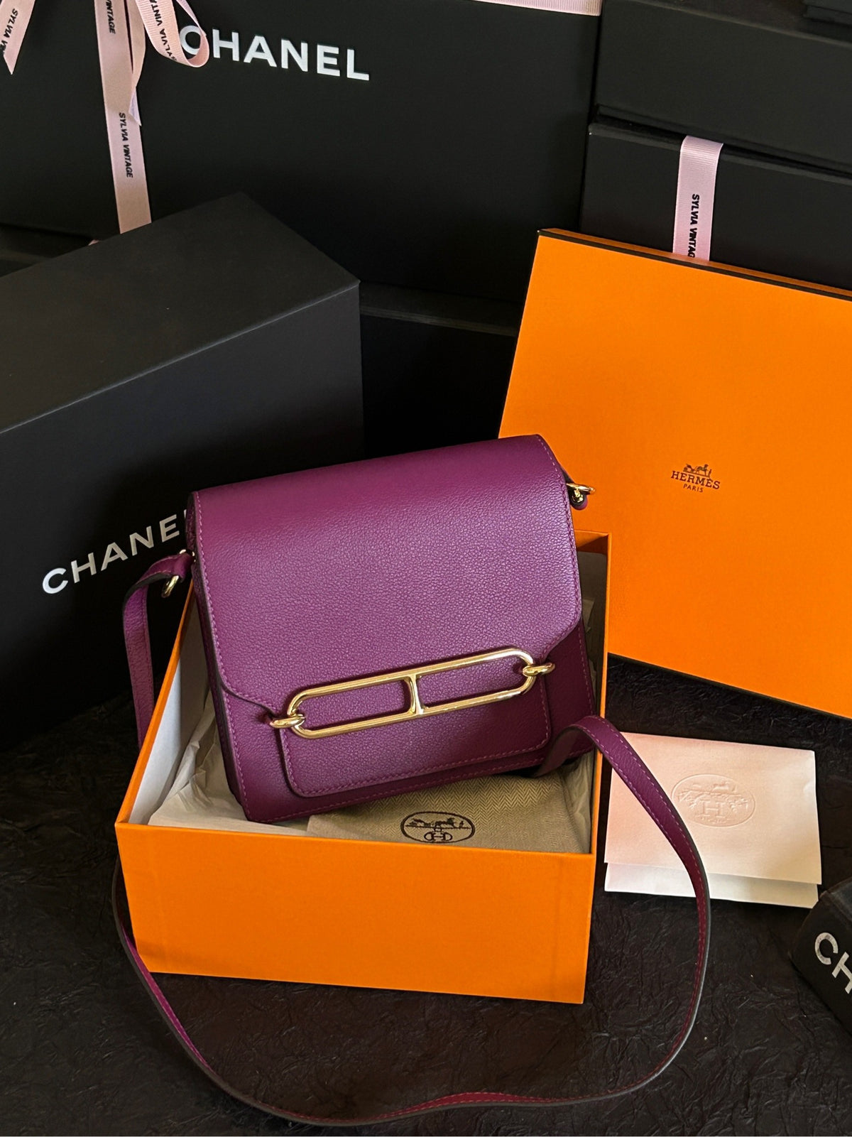 Hermes - Roulis 19 mini - Leather - Purple - (mini)
