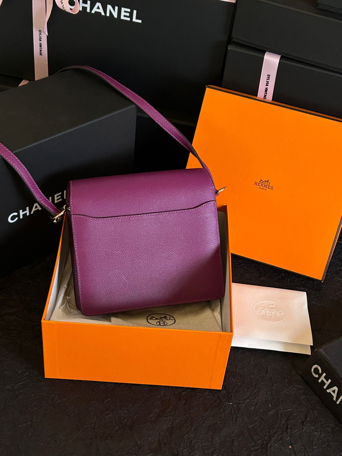 Hermes - Roulis 19 mini - Leather - Purple - (mini)