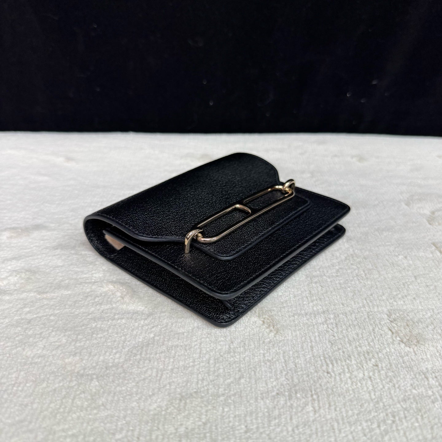 Hermès - Roulis Slim - Grained leather - Black with Gold-Tone Hardware - (mini)