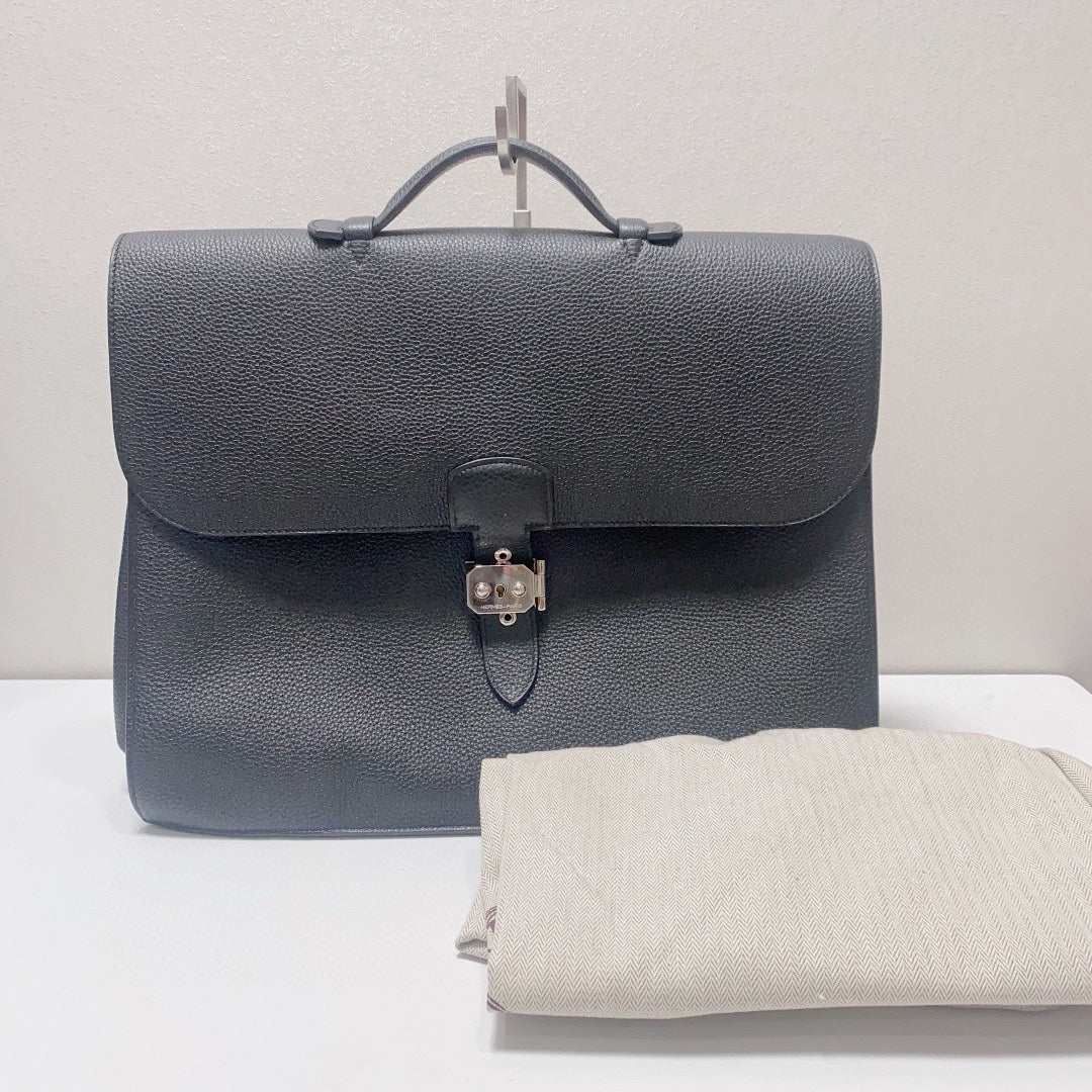 Hermès - Sac a Dépêches - Togo leather - Black - (large)