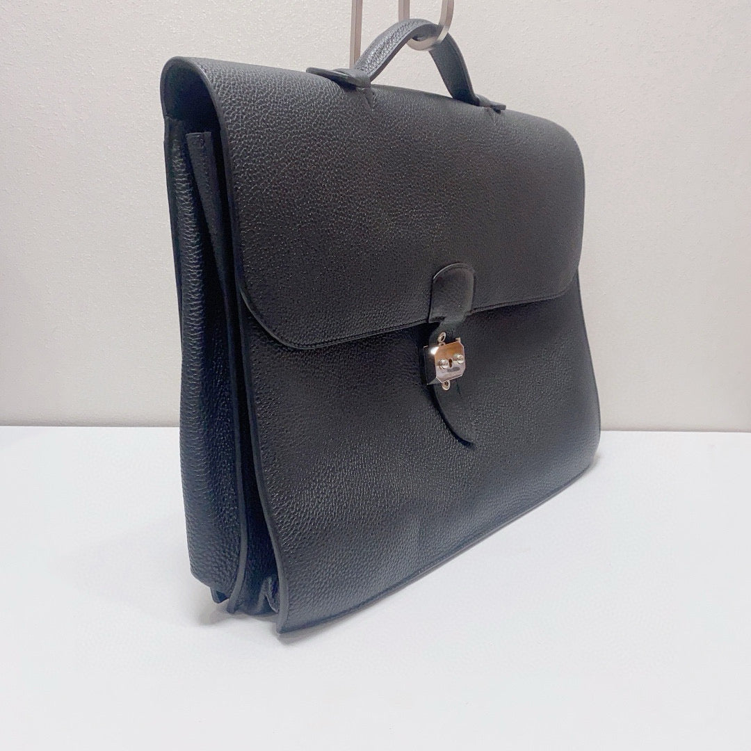 Hermès - Sac a Dépêches - Togo leather - Black - (large)