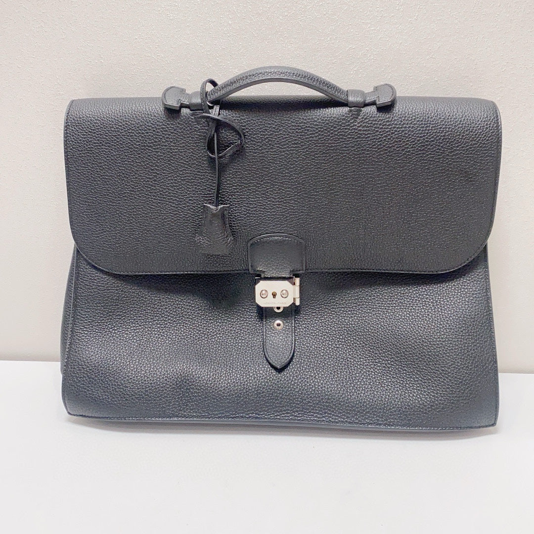 Hermès - Sac a Dépêches - Togo leather - Black - (large)