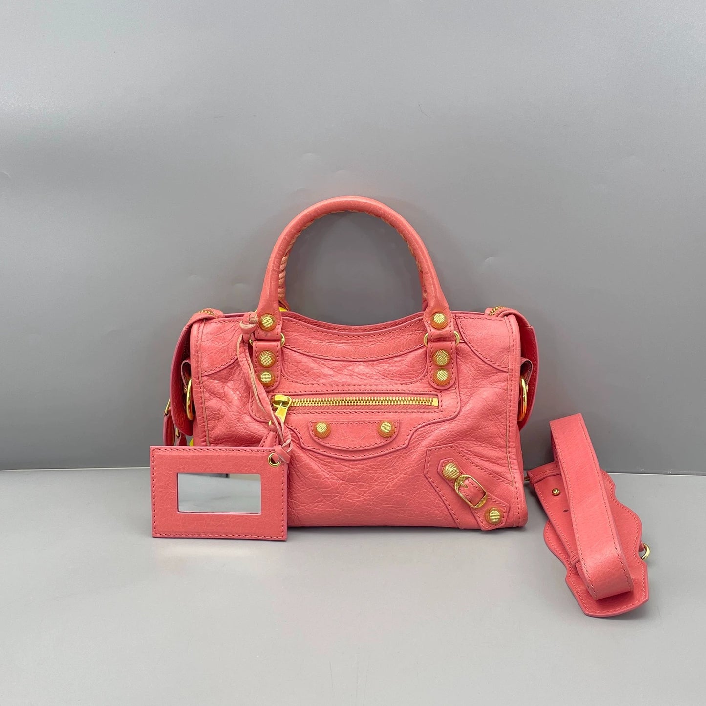 Balenciaga - Mini City - Distressed Agneau lambskin leather - Pink - (mini)