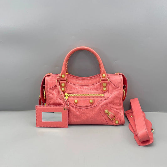 Balenciaga - Mini City - Distressed Agneau lambskin leather - Pink - (mini)