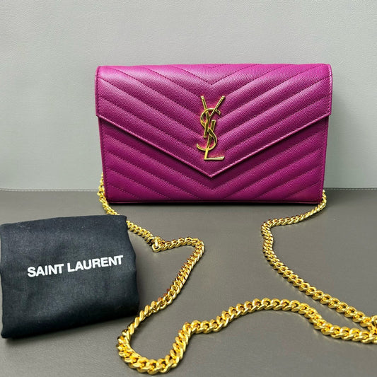 Saint Laurent - Envelope Chain Bag - Leather - Purple - (mini)