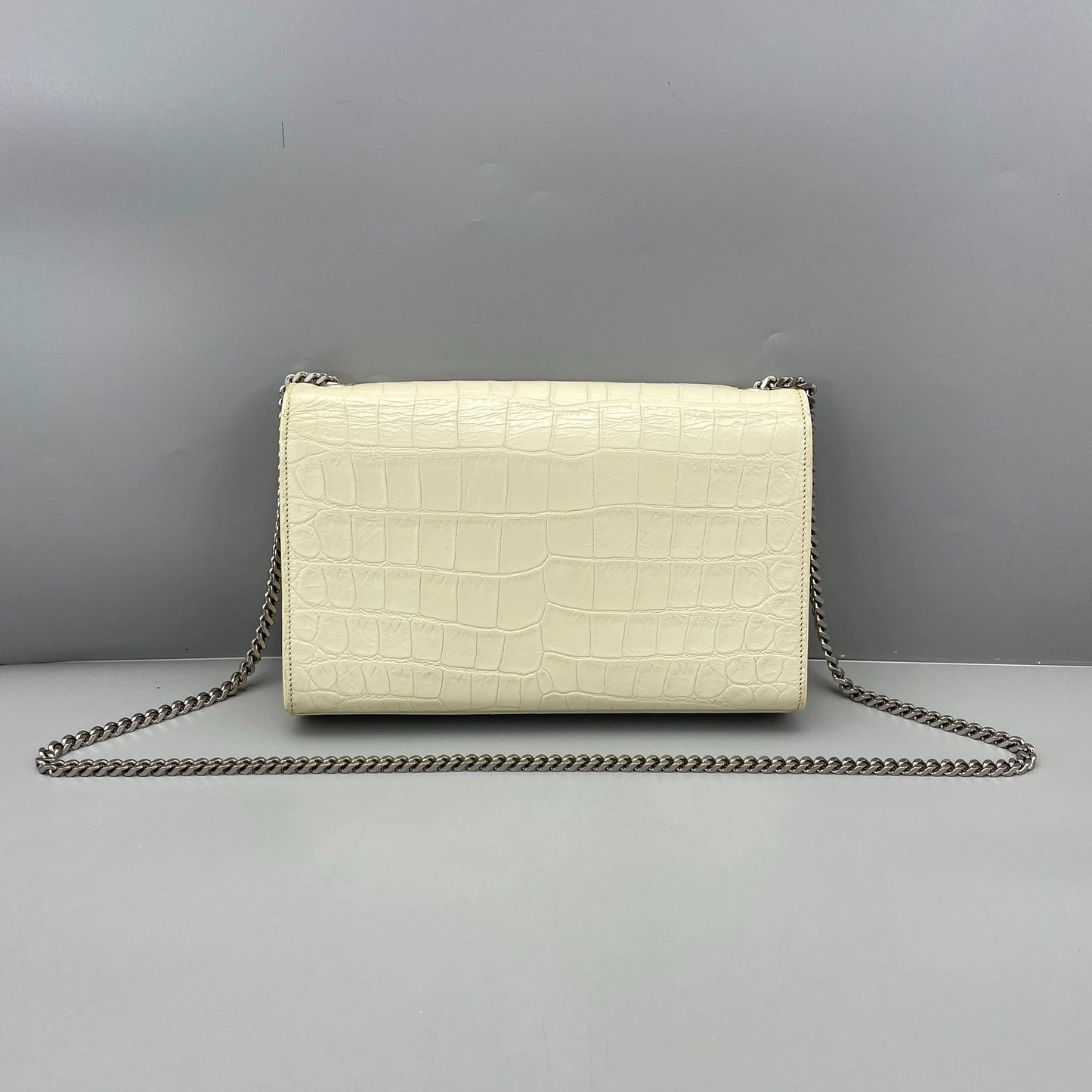 Saint Laurent - Kate Tassel Bag - Crocodile embossed leather - White - (medium)