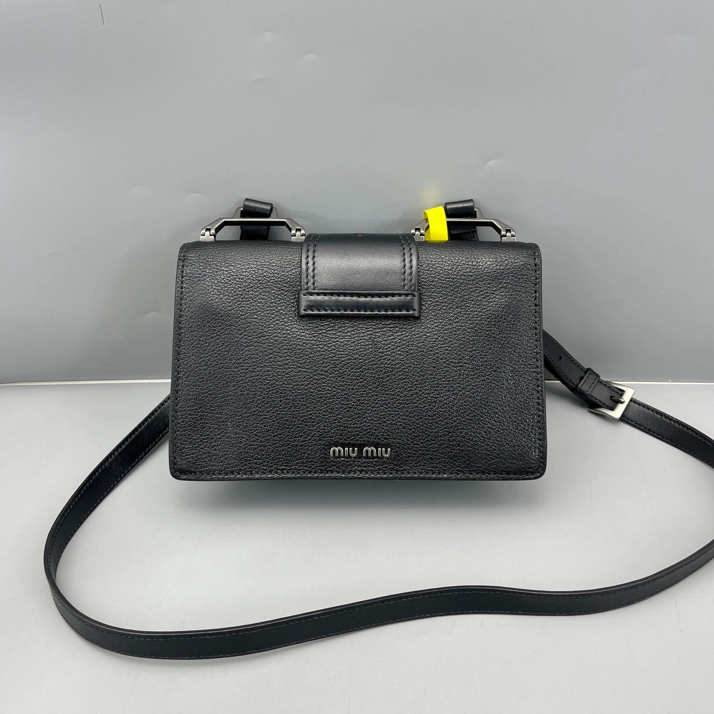 Miu Miu - Jeweled Buckle Shoulder Bag - Leather - Black - (Small)