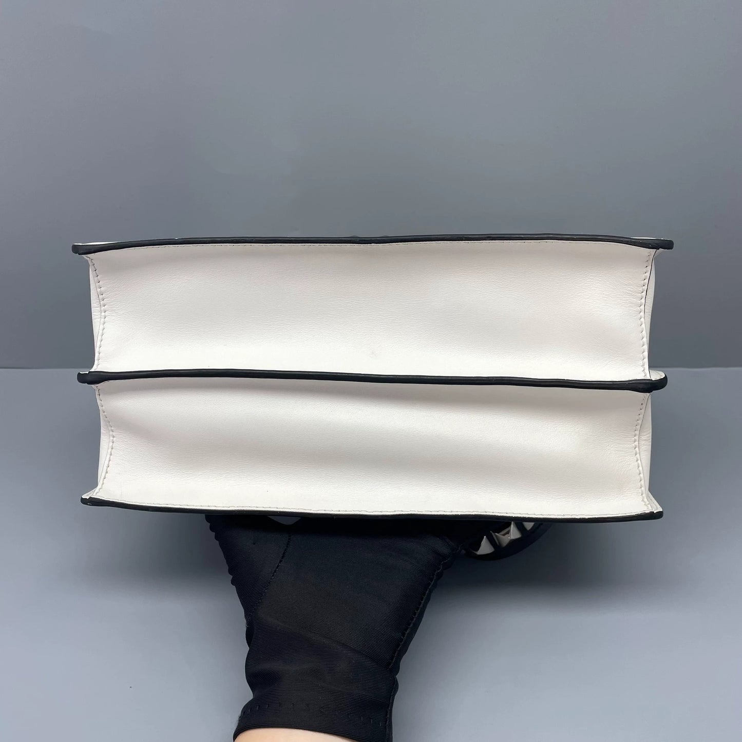 Prada - Riveted Accordion Flap Bag - Saffiano and smooth leather - White - (mini)