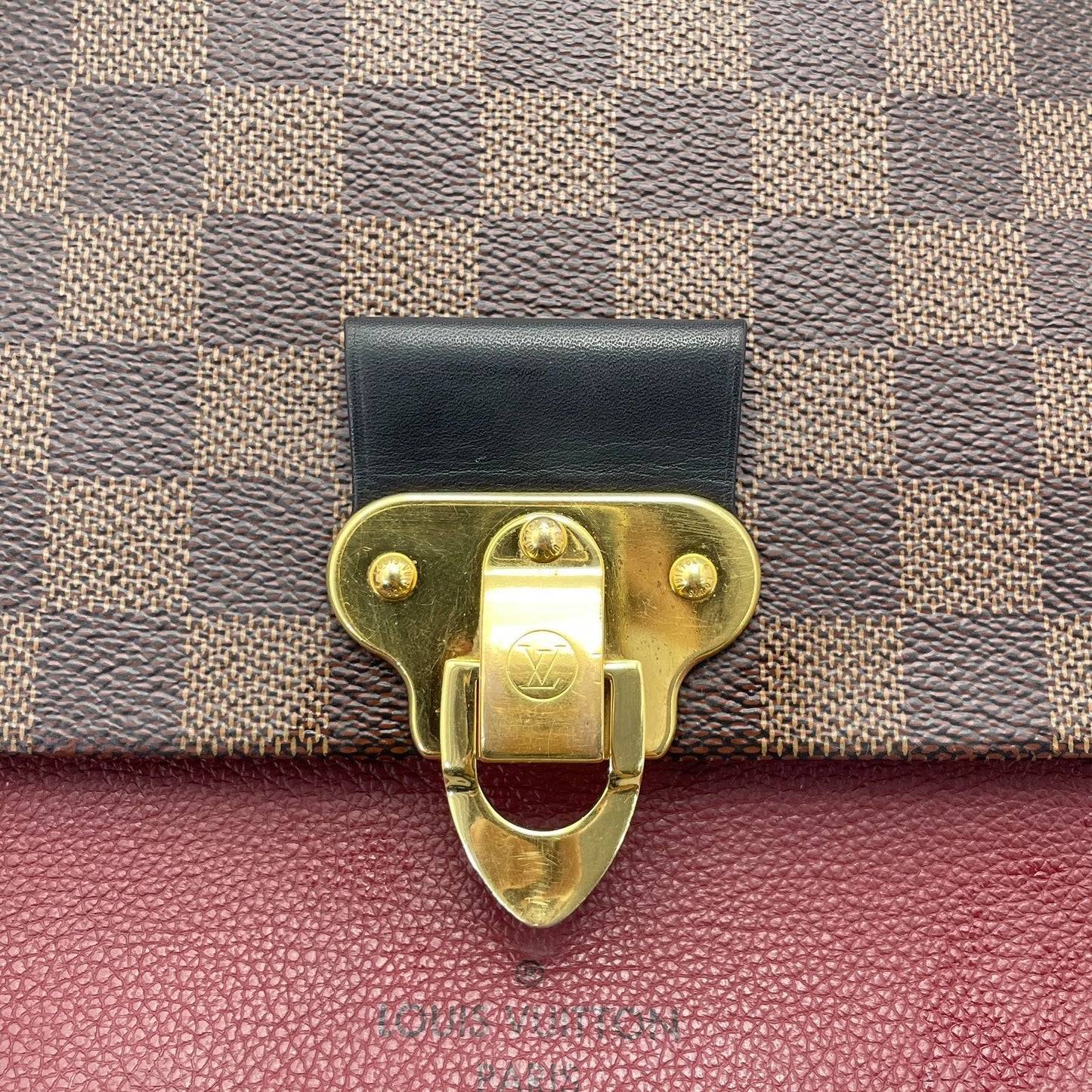 Louis Vuitton - Vavin PM - Damier Ebene canvas with grained leather trim - Brown and Burgundy with Black accents - (Medium)