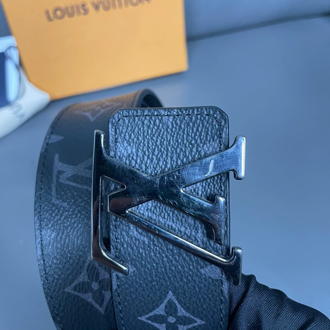 Louis Vuitton - LV Initiales Belt - Monogram Eclipse coated canvas and leather - Black