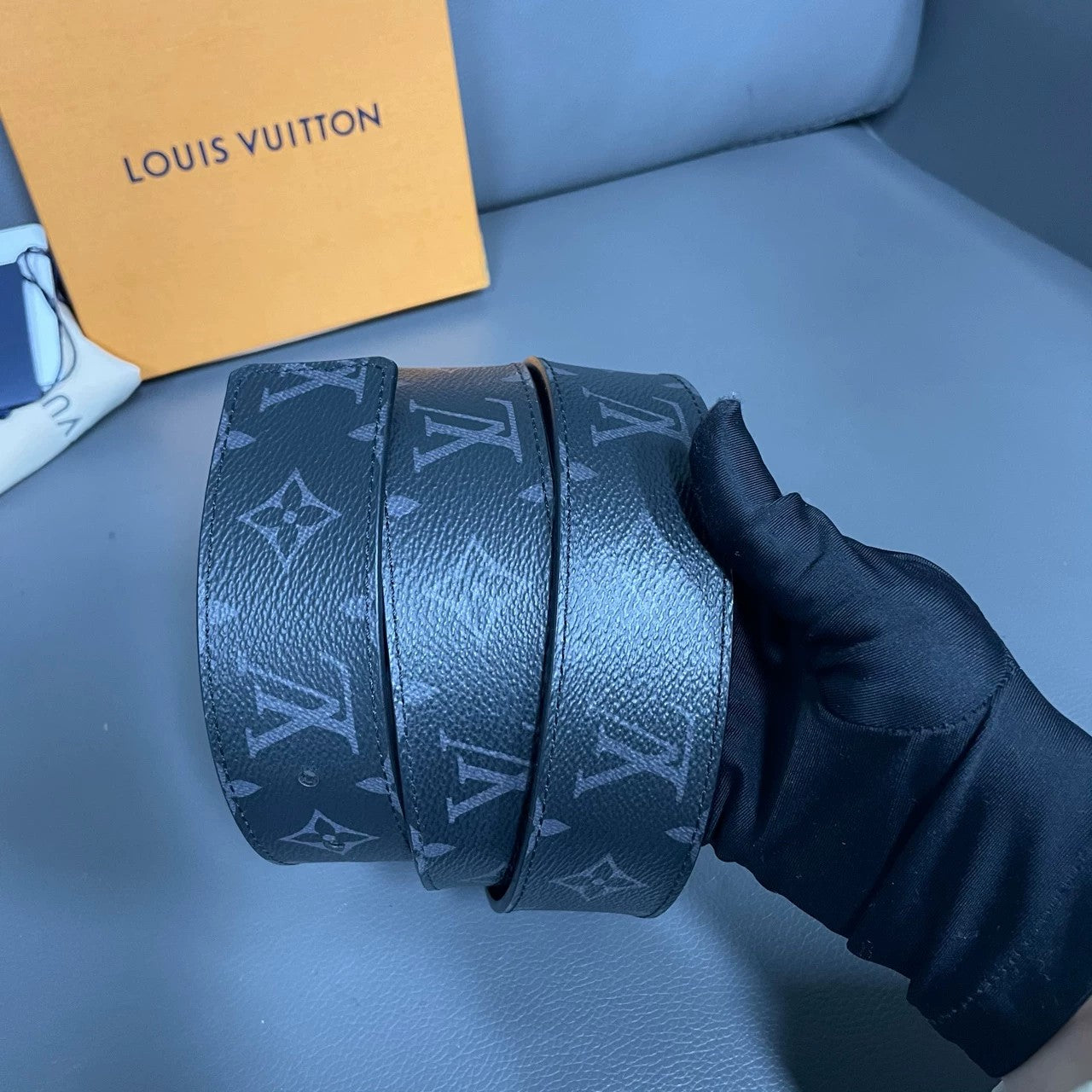 Louis Vuitton - LV Initiales Belt - Monogram Eclipse coated canvas and leather - Black