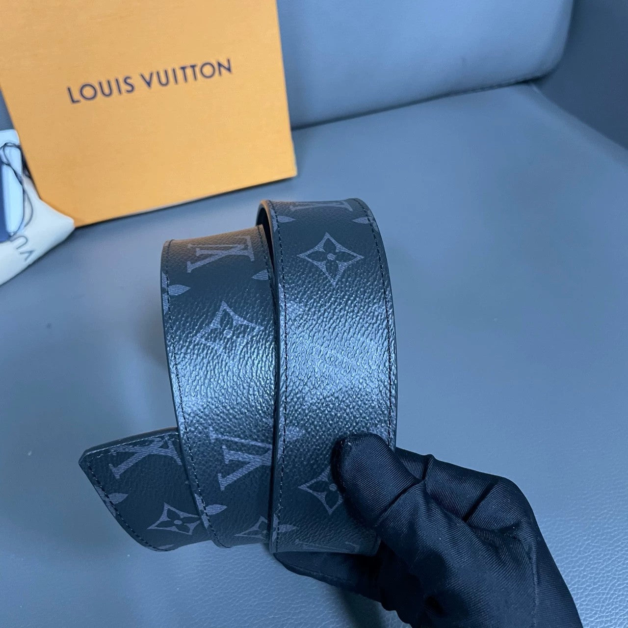 Louis Vuitton - LV Initiales Belt - Monogram Eclipse coated canvas and leather - Black