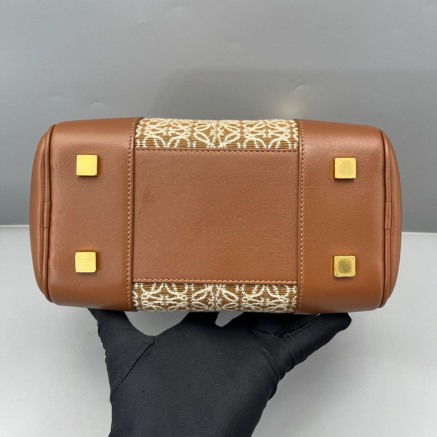 Loewe - Anagram Handbag - Anagram canvas with leather trim - Brown - (Small)