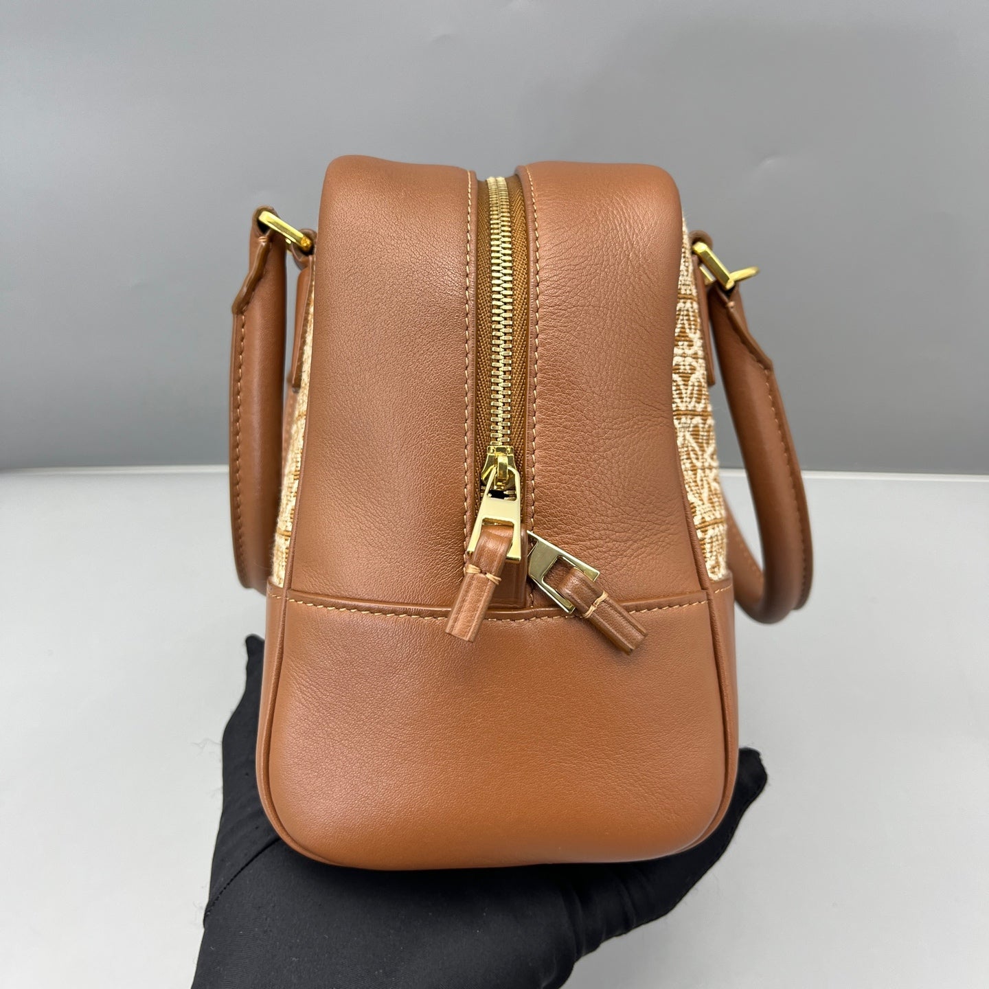 Loewe - Anagram Handbag - Anagram canvas with leather trim - Brown - (Small)