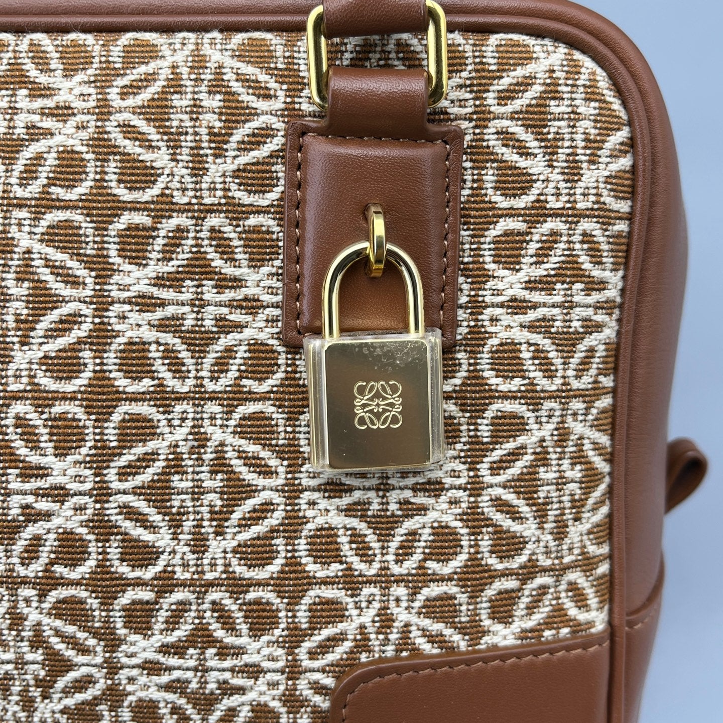 Loewe - Anagram Handbag - Anagram canvas with leather trim - Brown - (Small)