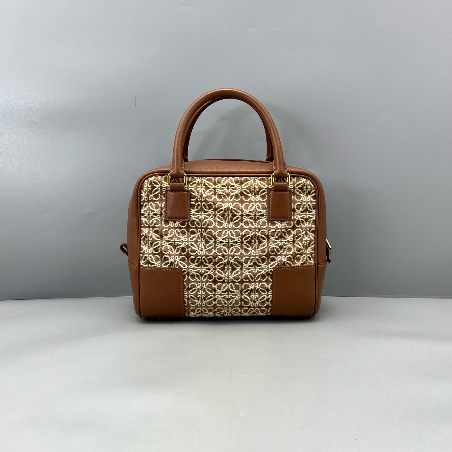 Loewe - Anagram Handbag - Anagram canvas with leather trim - Brown - (Small)